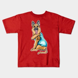 Funny Dog German Shepherd I Love Mom Tattoo Gift T-Shirt Kids T-Shirt